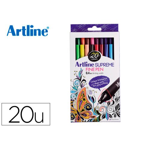 Rotulador artline supreme epfs200 fine liner punta de fibra 0,4 mm bolsa 20 unidades colores surtidos