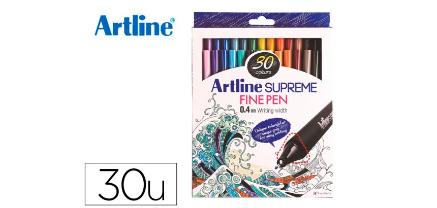 Rotulador artline supreme epfs200 fine liner punta de fibra 0,4 mm bolsa 30 unidades colores surtidos