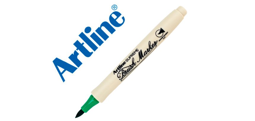 Rotulador artline supreme brush epfs pintura base de agua punta tipo pincel trazo fino verde