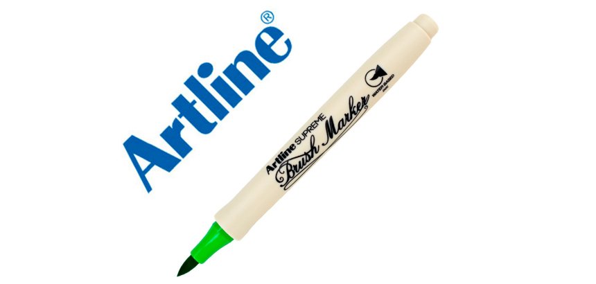 Rotulador artline supreme brush epfs pintura base de agua punta tipo pincel trazo fino verde claro