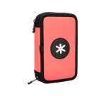 Plumier escolar antartik doble cremallera color coral 28 piezas