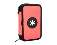 Plumier escolar antartik doble cremallera color coral 28 piezas