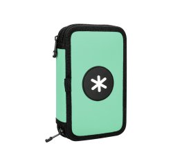Plumier escolar antartik doble cremallera color menta 28 piezas