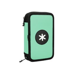Plumier escolar antartik doble cremallera color menta 28 piezas