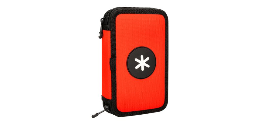 Plumier escolar antartik doble cremallera color rojo 28 piezas