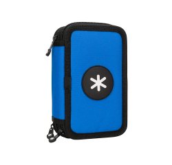 Plumier escolar antartik triple cremallera color azul 36 piezas