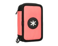 Plumier escolar antartik triple cremallera color coral 36 piezas