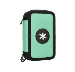 Plumier escolar antartik triple cremallera color menta 36 piezas