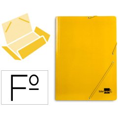 Carpeta liderpapel gomas tres solapas carton plastificado folio color amarillo