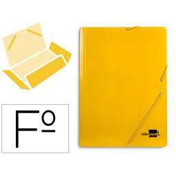 Carpeta liderpapel gomas folio 3 solapas carton plastificado color amarillo