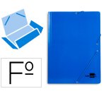 Carpeta liderpapel gomas tres solapas carton plastificado folio color azul