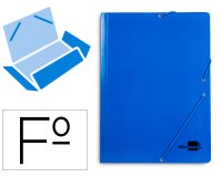 Carpeta liderpapel gomas tres solapas carton plastificado folio color azul