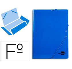 Carpeta liderpapel gomas tres solapas carton plastificado folio color azul