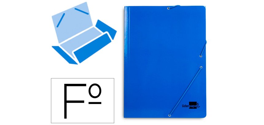 Carpeta liderpapel gomas tres solapas carton plastificado folio color azul