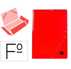 Carpeta liderpapel gomas tres solapas carton plastificado folio color rojo