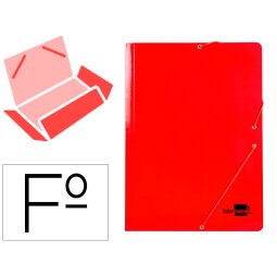 Carpeta liderpapel gomas folio 3 solapas carton plastificado color rojo