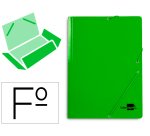 Carpeta liderpapel gomas tres solapas carton plastificado folio color verde