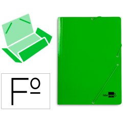 Carpeta liderpapel gomas tres solapas carton plastificado folio color verde
