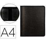 Carpeta liderpapel 4 anillas 25 mm polipropileno cierre cremallera 4 bolsillos interiores con ribete color negro