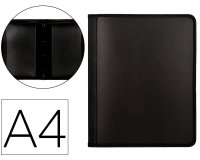 Carpeta liderpapel 4 anillas 25 mm polipropileno cierre cremallera 4 bolsillos interiores con ribete color negro