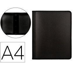Carpeta liderpapel 4 anillas 25 mm polipropileno cierre cremallera 4 bolsillos interiores con ribete color negro