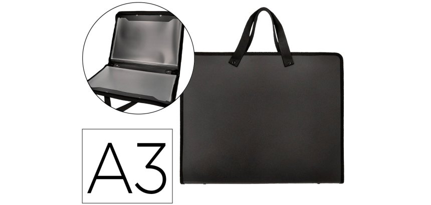 Carpeta liderpapel portadocumentos polipropileno a3 cierre de cremallera 2 bolsillos interiores con asa