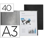 Carpeta liderpapel escaparate 40 fundas polipropileno din a3 negro opaco