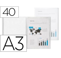 Carpeta liderpapel escaparate 40 fundas polipropileno din a3 translucido