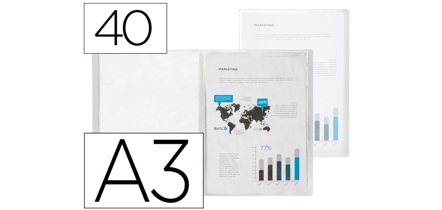 Carpeta liderpapel escaparate 40 fundas polipropileno din a3 translucido
