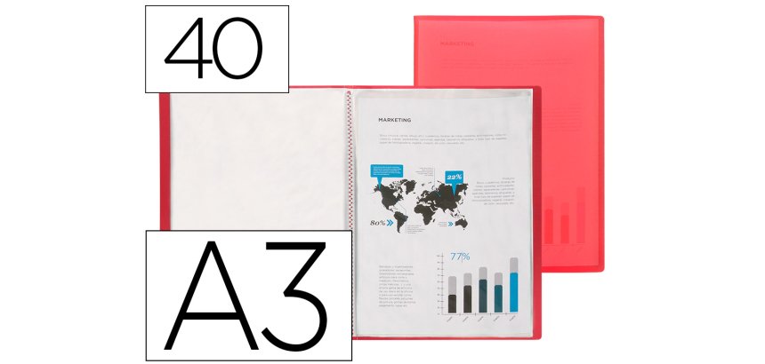 Carpeta liderpapel escaparate 40 fundas polipropileno din a3 translucido