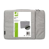 Funda para portatil q-connect 13,3\" con asa 1 bolsillo exterior con cremallera color gris 350x250x25 mm