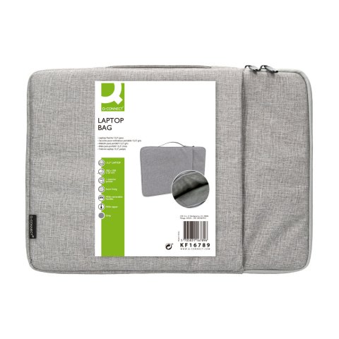 Funda para portátil Q-connect 13,3" con asa 1 bolsillo exterior con cremallera gris
