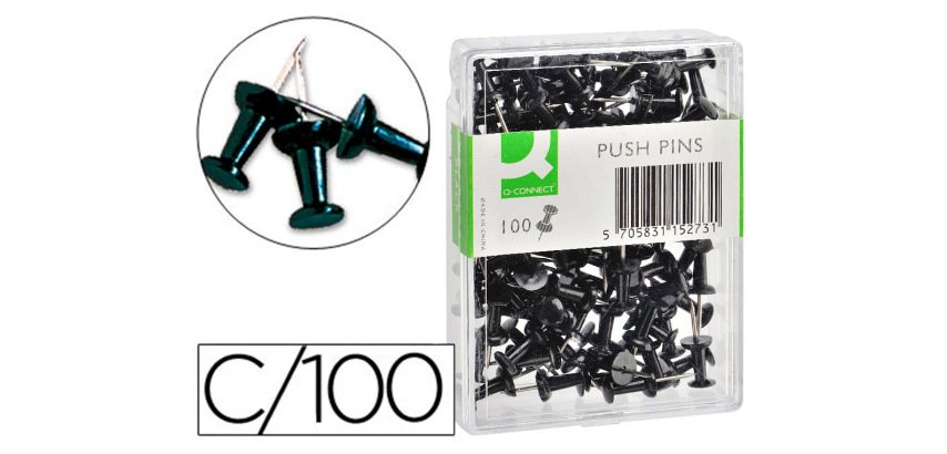 Señalizador de planos q-connect negro caja de 100 unidades