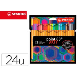 Rotulador stabilo point 88 punta de fibra arty line estuche carton de 24 unidades colores surtidos