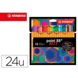 Rotulador stabilo point 88 punta de fibra arty line estuche carton de 24 unidades colores surtidos