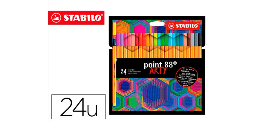 Rotulador stabilo point 88 punta de fibra arty line estuche carton de 24 unidades colores surtidos