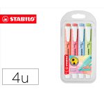 Rotulador stabilo fluorescente fino swing cool pastel estuche de 4 unidades colores surtidos