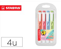 Rotulador stabilo fluorescente fino swing cool pastel estuche de 4 unidades colores surtidos