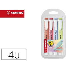 Rotulador stabilo fluorescente fino swing cool pastel estuche de 4 unidades colores surtidos