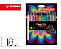 Rotulador stabilo acuarelable pen 68 estuche carton de 18 unidades colores surtidos