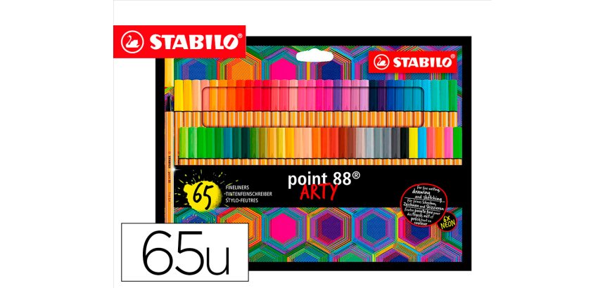 Rotulador stabilo point 88 punta de fibra arty line estuche carton de 65 unidades colores surtidos