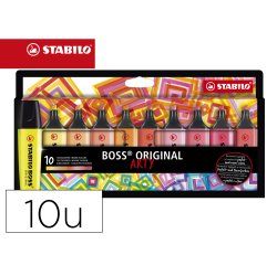 Rotulador stabilo boss fluorescente 70 arty line colores calidos estuche carton de 10 unidades colores