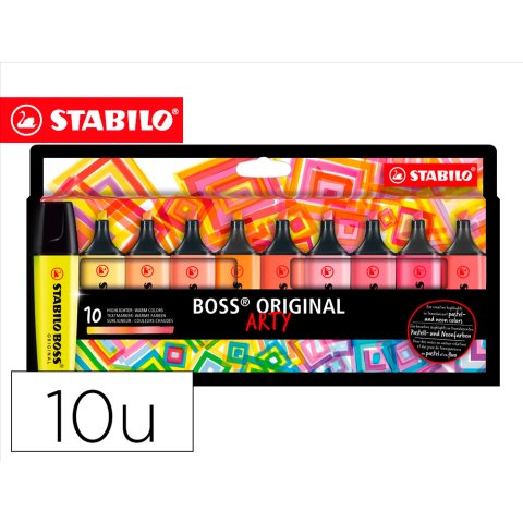 Rotulador stabilo boss fluorescente 70 arty line colores calidos estuche carton de 10 unidades colores