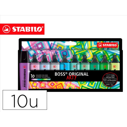 Rotulador stabilo boss fluorescente 70 arty line colores frios estuche carton de 10 unidades colores