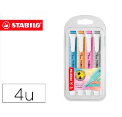 Rotulador stabilo fluorescente fino swing cool pastel estuche de 4 unidades colores surtidos