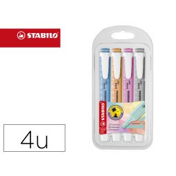 Rotulador stabilo fluorescente fino swing cool pastel estuche de 4 unidades colores surtidos