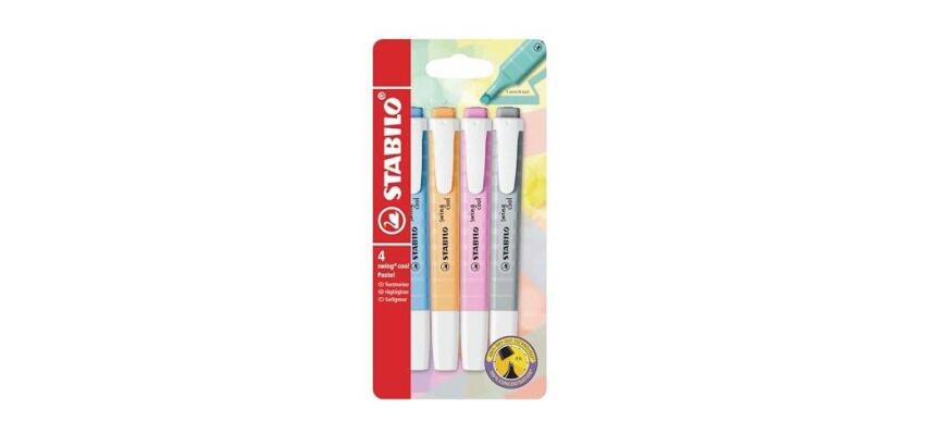 Rotulador stabilo fluorescente fino swing cool pastel estuche de 4 unidades colores surtidos