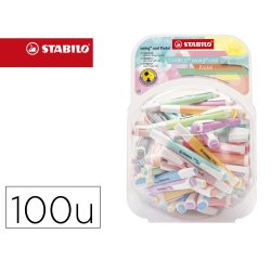 Rotulador stabilo fluorescente fino swing cool pastel bombonera de 100 unidades colores surtidos