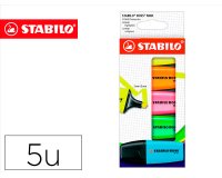 Rotulador stabilo boss mini estuche de 5 unidades amarillo /azul/naranja/rosa/verde