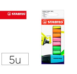 Rotulador stabilo boss mini estuche de 5 unidades amarillo /azul/naranja/rosa/verde